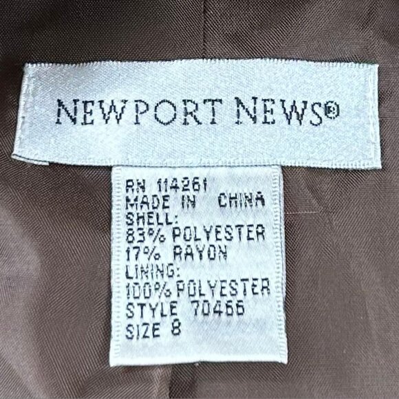 Newport News Vintage Brown Scalloped Rhinestone Button Blazer Size 8 - Picture 9 of 10